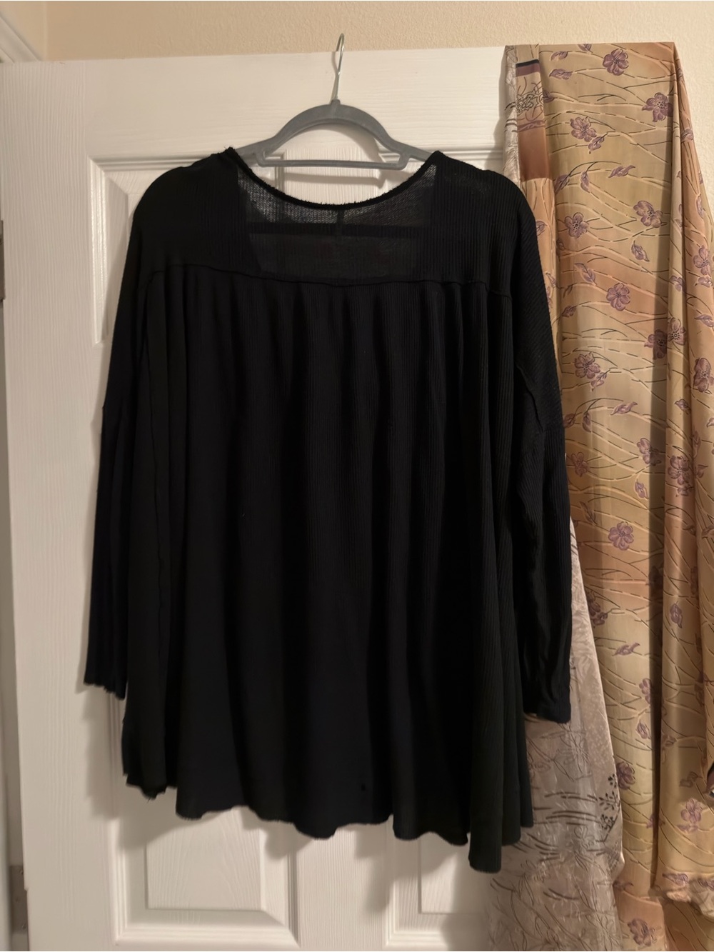 Free People Black Ribbed Long Sleeve Swing Tunic